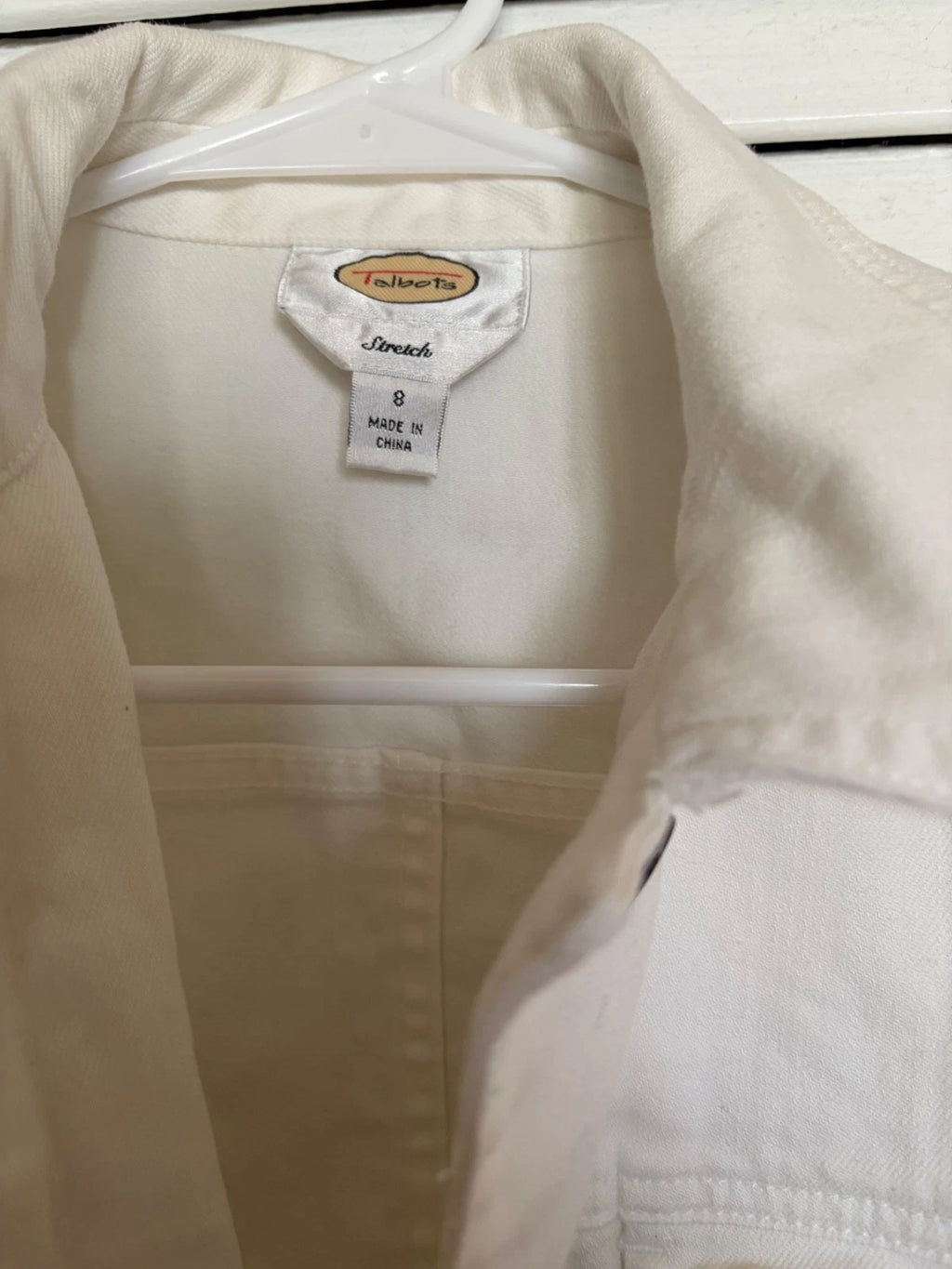 Talbot's white stretch jean jacket size 8 EUC