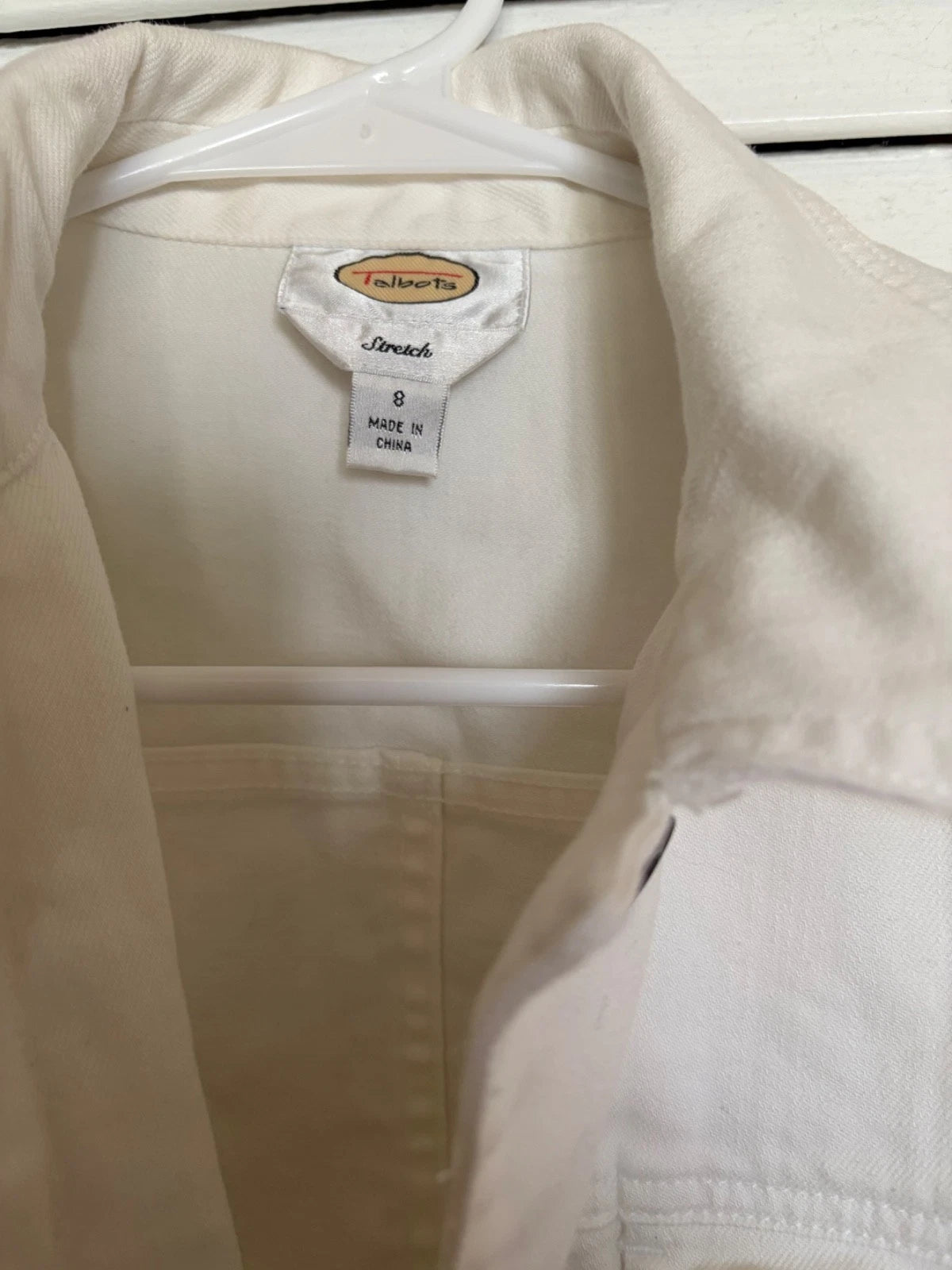 Talbot's white stretch jean jacket size 8 EUC